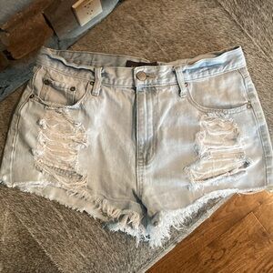 Aeropostale Y2K Aero Cheeky Shorts Light Wash 100% Cotton
